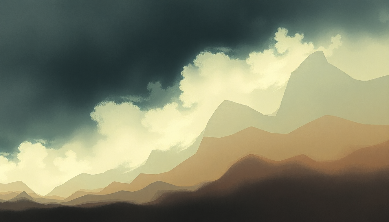 Fan-driven abstract illustration evoking the emotional arc of Beautiful Child by Swans