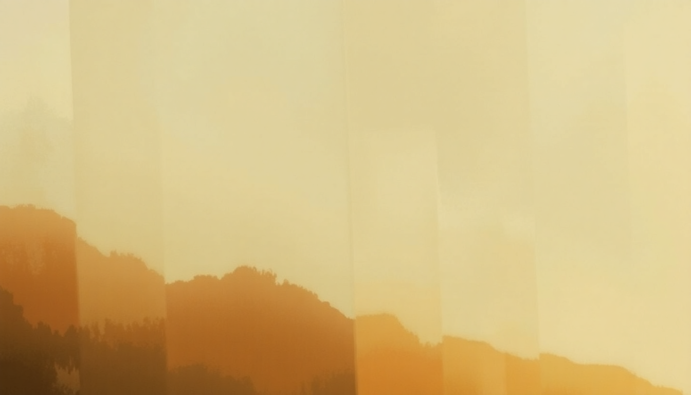 Fan-driven abstract illustration evoking the emotional arc of Bedouin Dress by Fleet Foxes