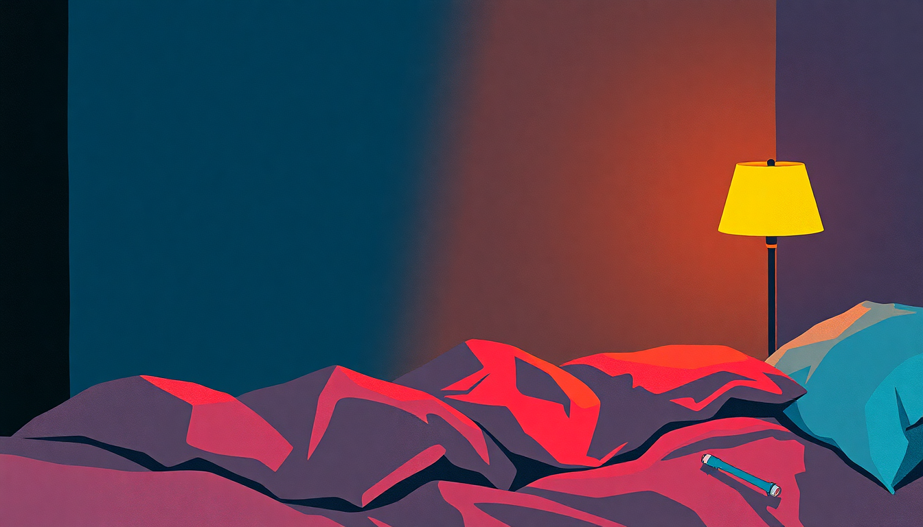 Fan-driven abstract illustration evoking the emotional arc of Bedtime Story by Slick Rick