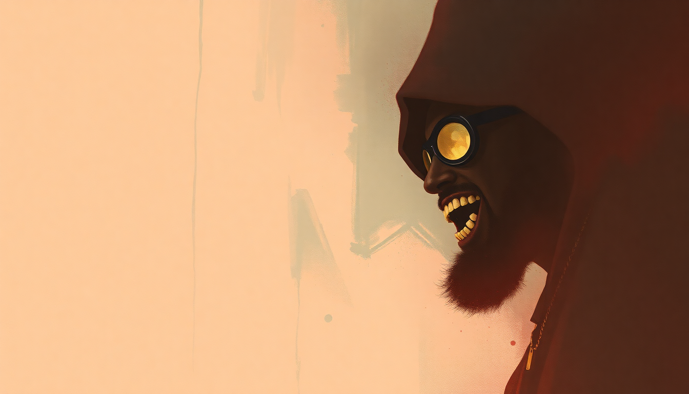 Fan-driven abstract illustration evoking the emotional arc of Beef Rapp by MF DOOM