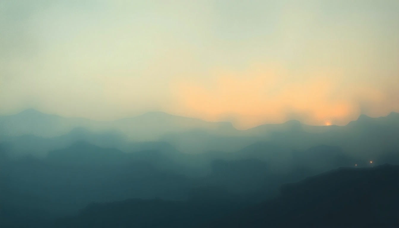 Fan-driven abstract illustration evoking the emotional arc of Being Here by Stars of the Lid