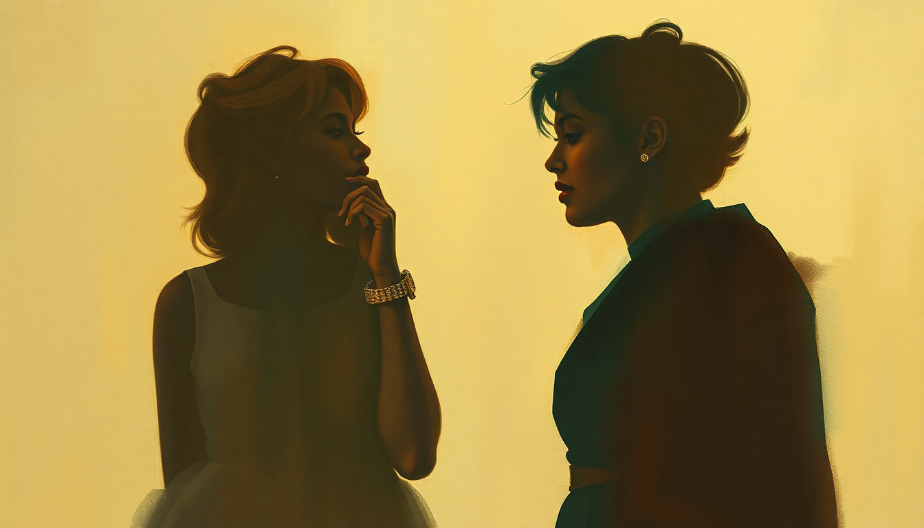 Fan-driven abstract illustration evoking the emotional arc of Bernadette by The Four Tops