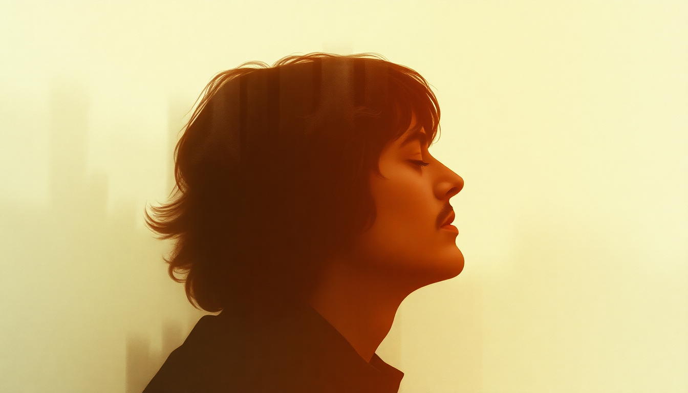 Fan-driven abstract illustration evoking the emotional arc of Beware of Darkness by George Harrison