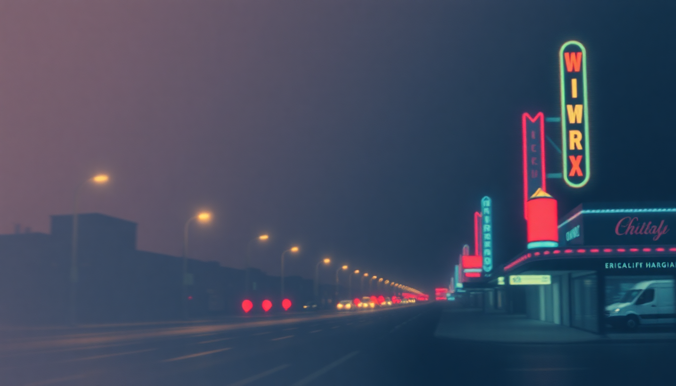 Fan-driven abstract illustration evoking the emotional arc of Big City by Merle Haggard