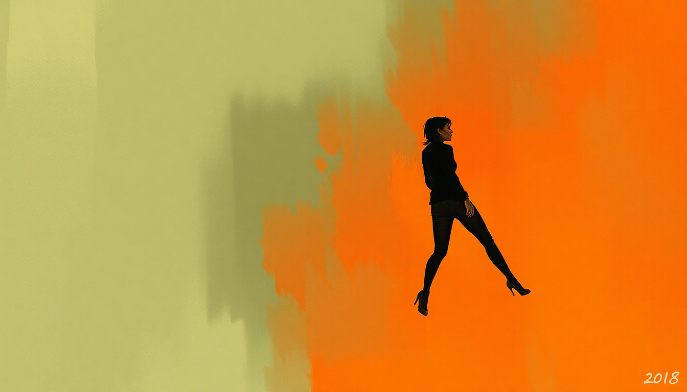 Fan-driven abstract illustration evoking the emotional arc of Big Legged Woman by Jerry Lee Lewis