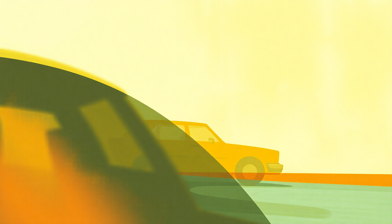 Fan-driven abstract illustration evoking the emotional arc of Big Yellow Taxi by Joni Mitchell