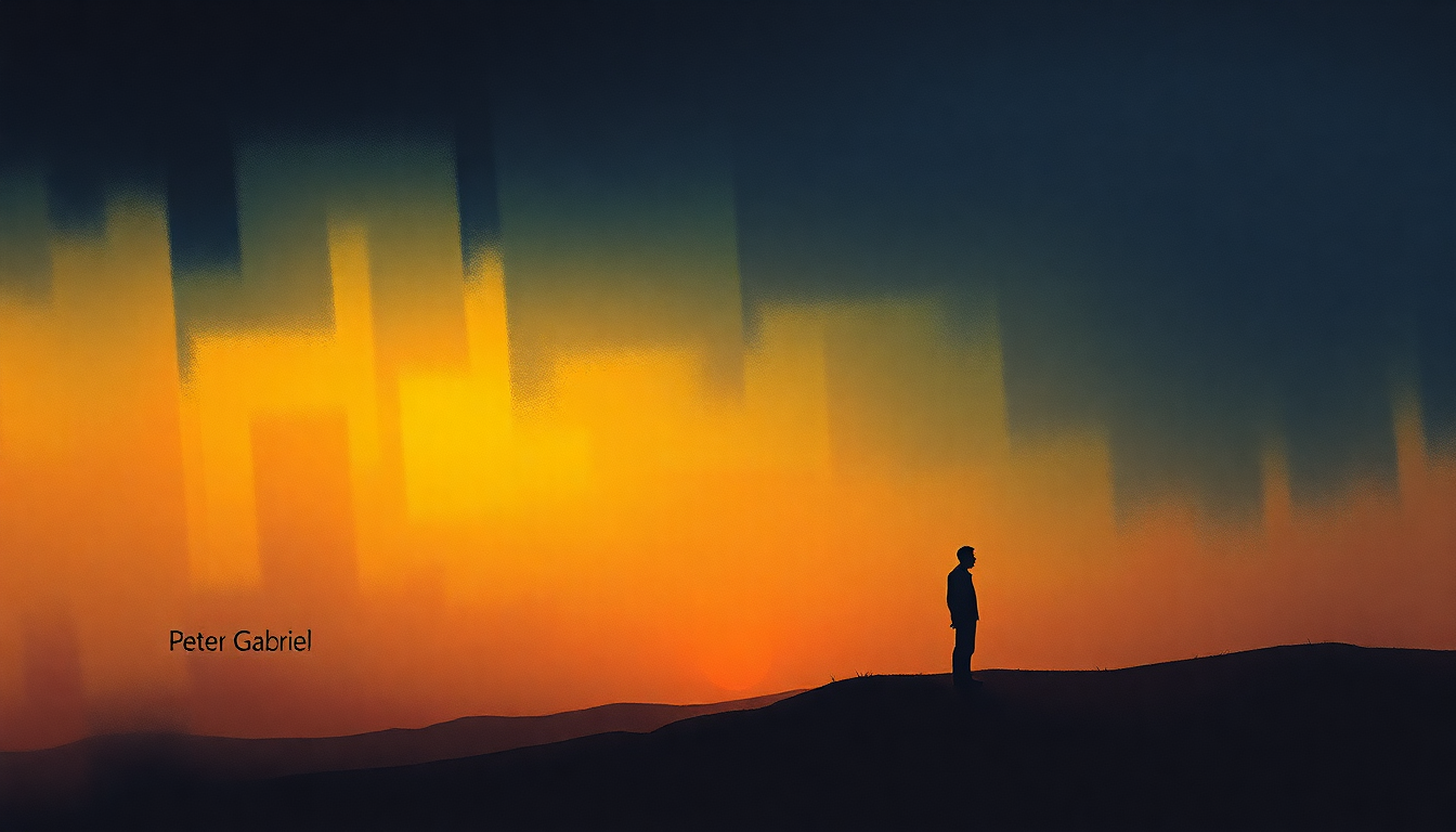 Fan-driven abstract illustration evoking the emotional arc of Biko by Peter Gabriel
