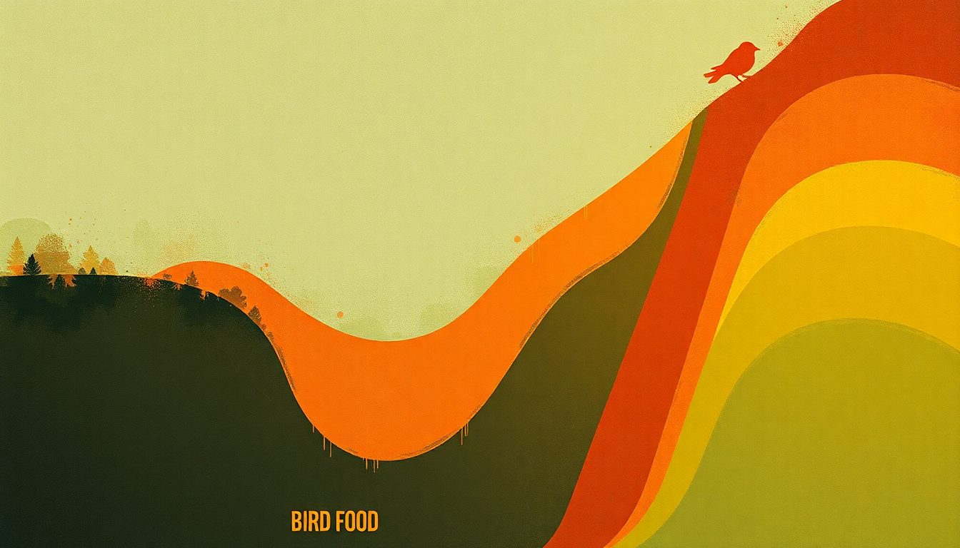 Fan-driven abstract illustration evoking the emotional arc of Bird Food by Ornette Coleman
