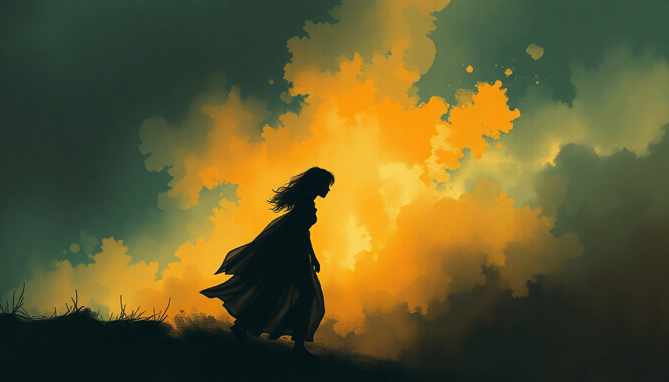 Fan-driven abstract illustration evoking the emotional arc of Birth in Reverse by St. Vincent