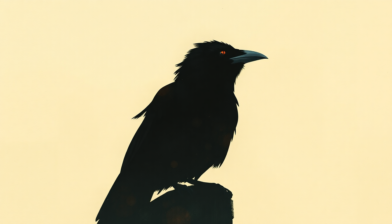Fan-driven abstract illustration evoking the emotional arc of Black Crow by Joni Mitchell