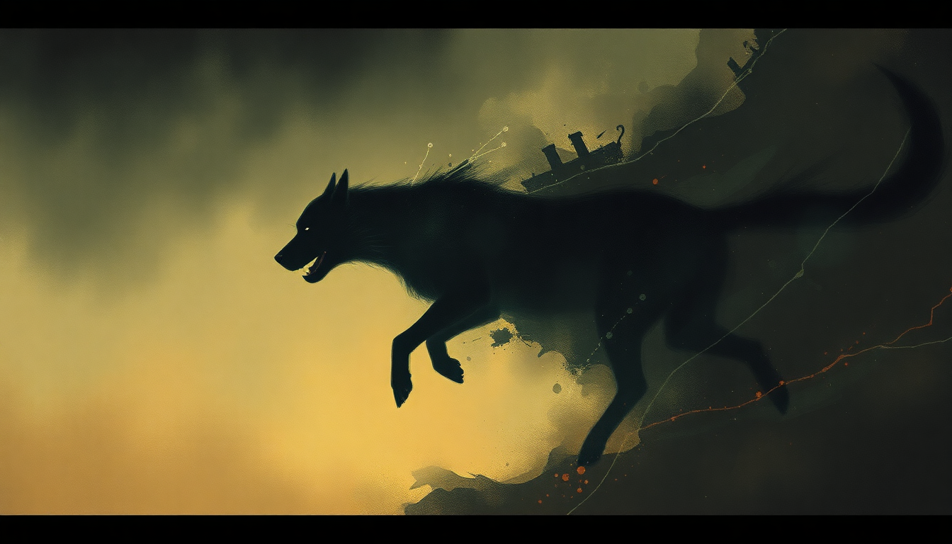 Fan-driven abstract illustration evoking the emotional arc of Black Dog by Led Zeppelin