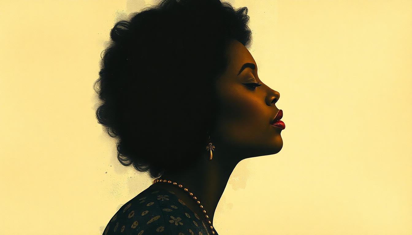 Fan-driven abstract illustration evoking the emotional arc of Black Is the Color of My True Love's Hair by Nina Simone
