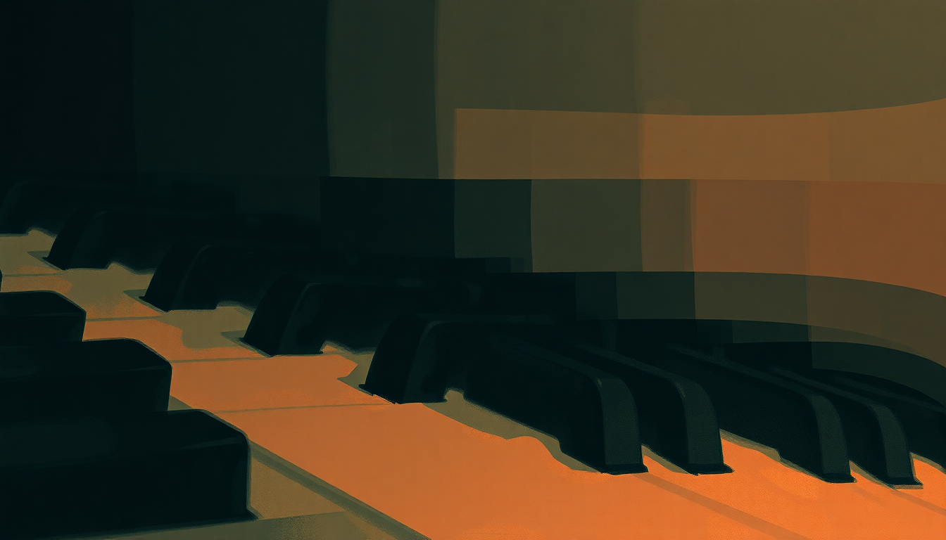 Fan-driven abstract illustration evoking the emotional arc of Black Key Etude by Frédéric Chopin