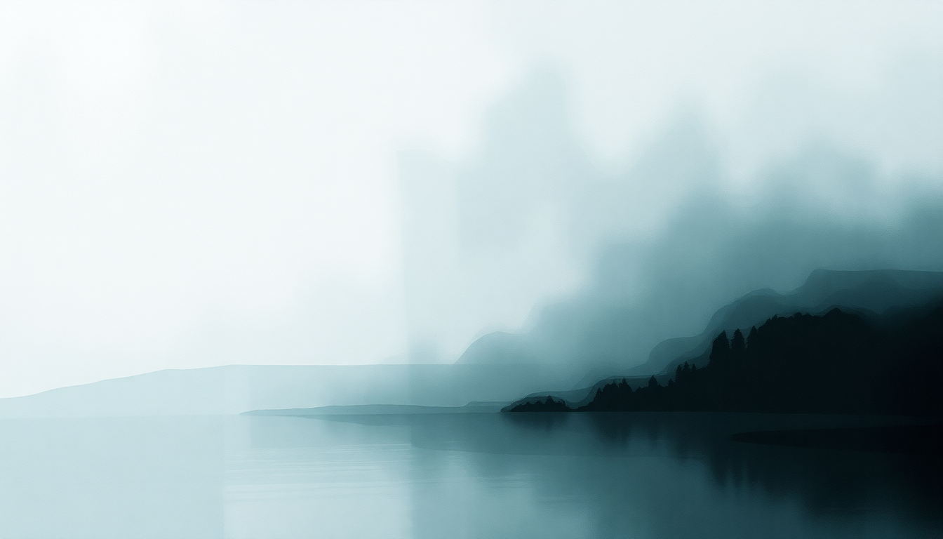 Fan-driven abstract illustration evoking the emotional arc of Black Lake by Björk