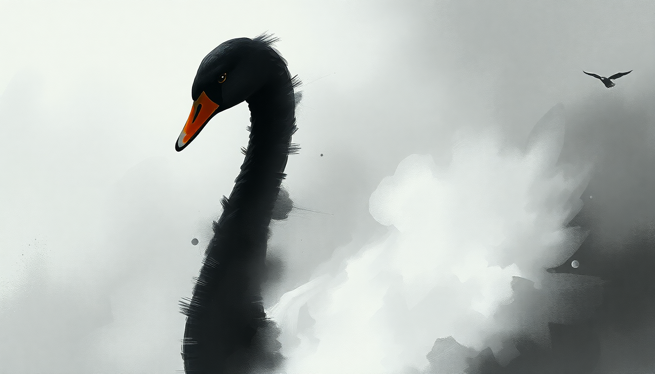 Fan-driven abstract illustration evoking the emotional arc of Black Swan by BTS