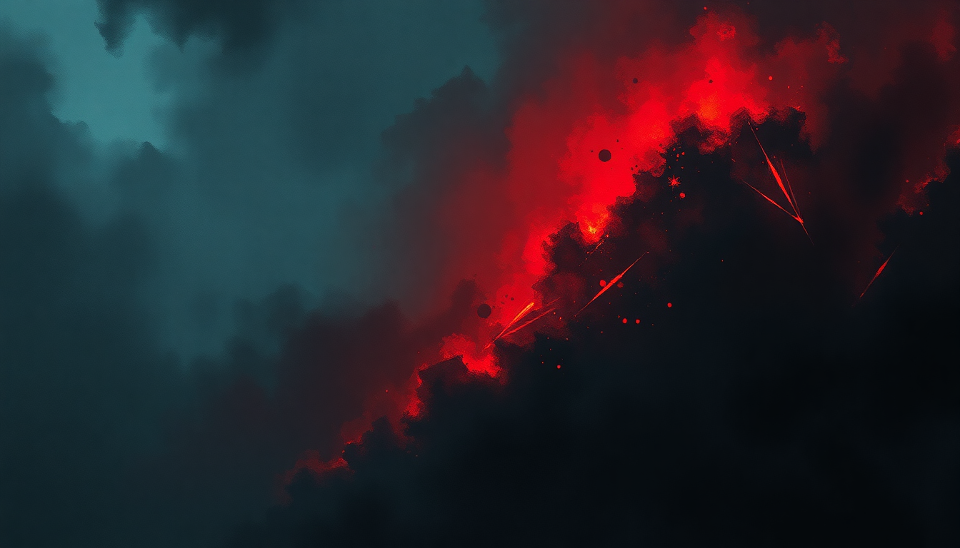 Fan-driven abstract illustration evoking the emotional arc of Blackened by Metallica