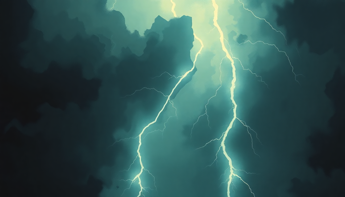Fan-driven abstract illustration evoking the emotional arc of Blood and Thunder by Mastodon
