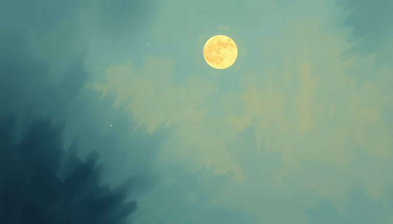 Fan-driven abstract illustration evoking the emotional arc of Blue Moon by Ella Fitzgerald