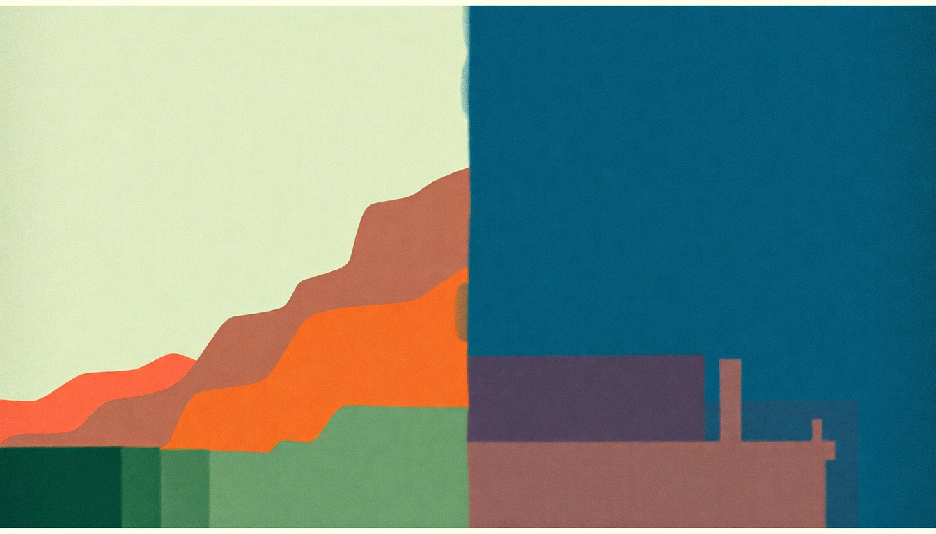 Fan-driven abstract illustration evoking the emotional arc of Blueprint by Fugazi