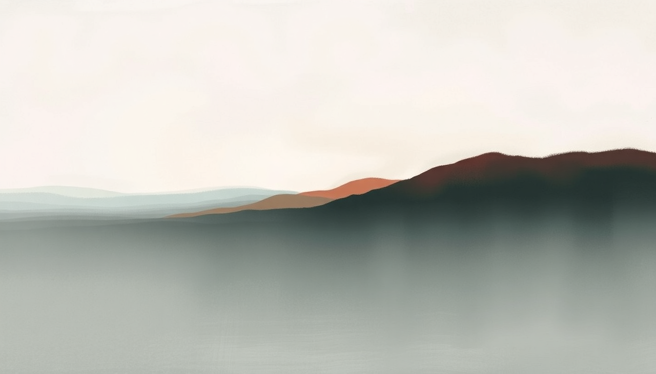 Fan-driven abstract illustration evoking the emotional arc of Holocene by Bon Iver