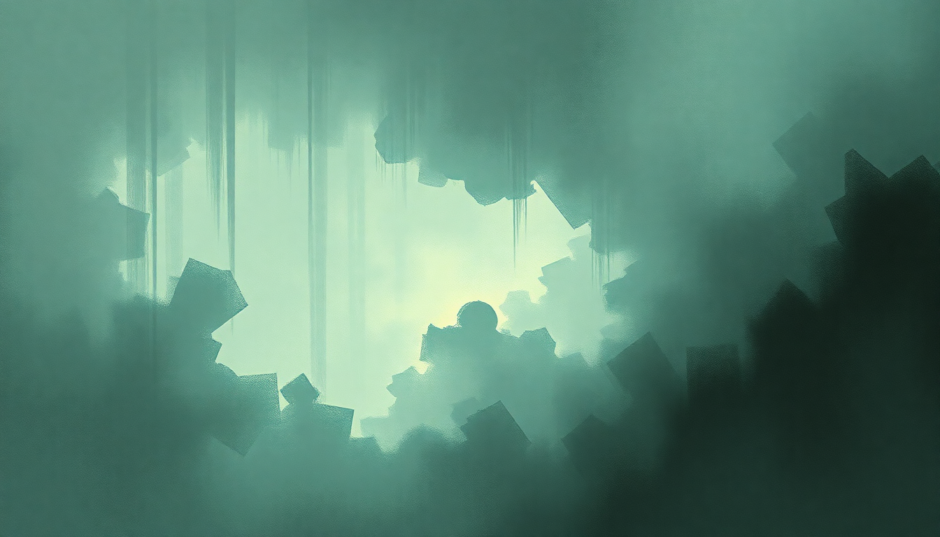Fan-driven abstract illustration evoking the emotional arc of Born Slippy .NUXX by Underworld