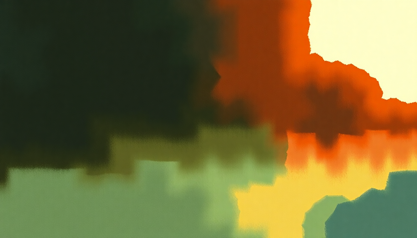 Fan-driven abstract illustration evoking the emotional arc of Brainy by The National