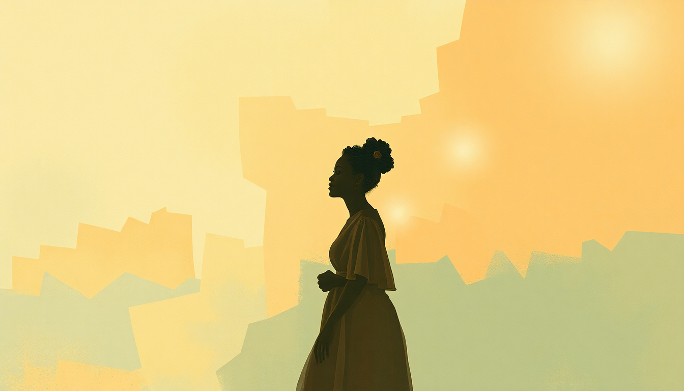 Fan-driven abstract illustration evoking the emotional arc of Bring Back Those Happy Days by Sister Rosetta Tharpe