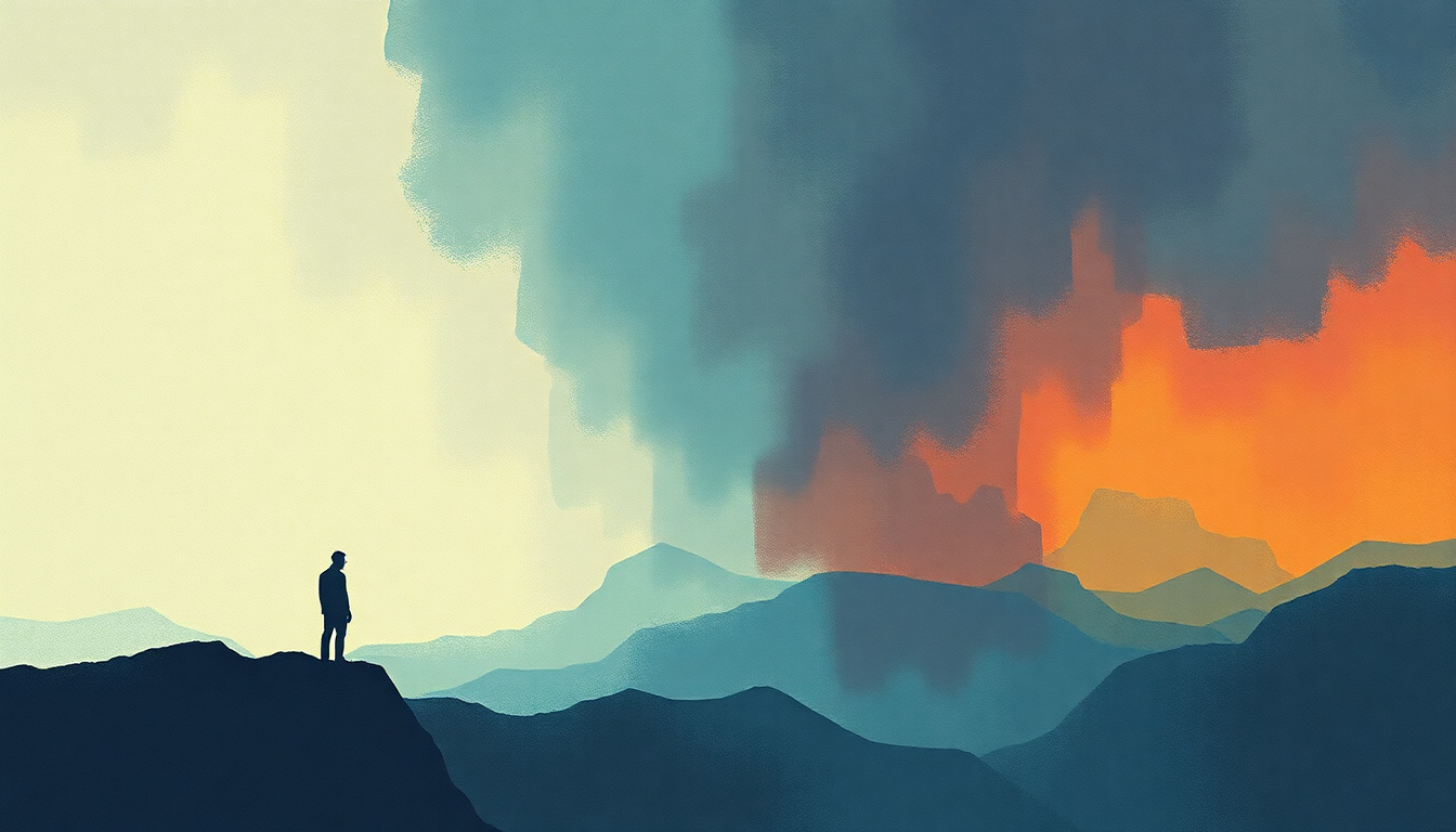 Fan-driven abstract illustration evoking the emotional arc of Bring the Boys Back Home by Pink Floyd