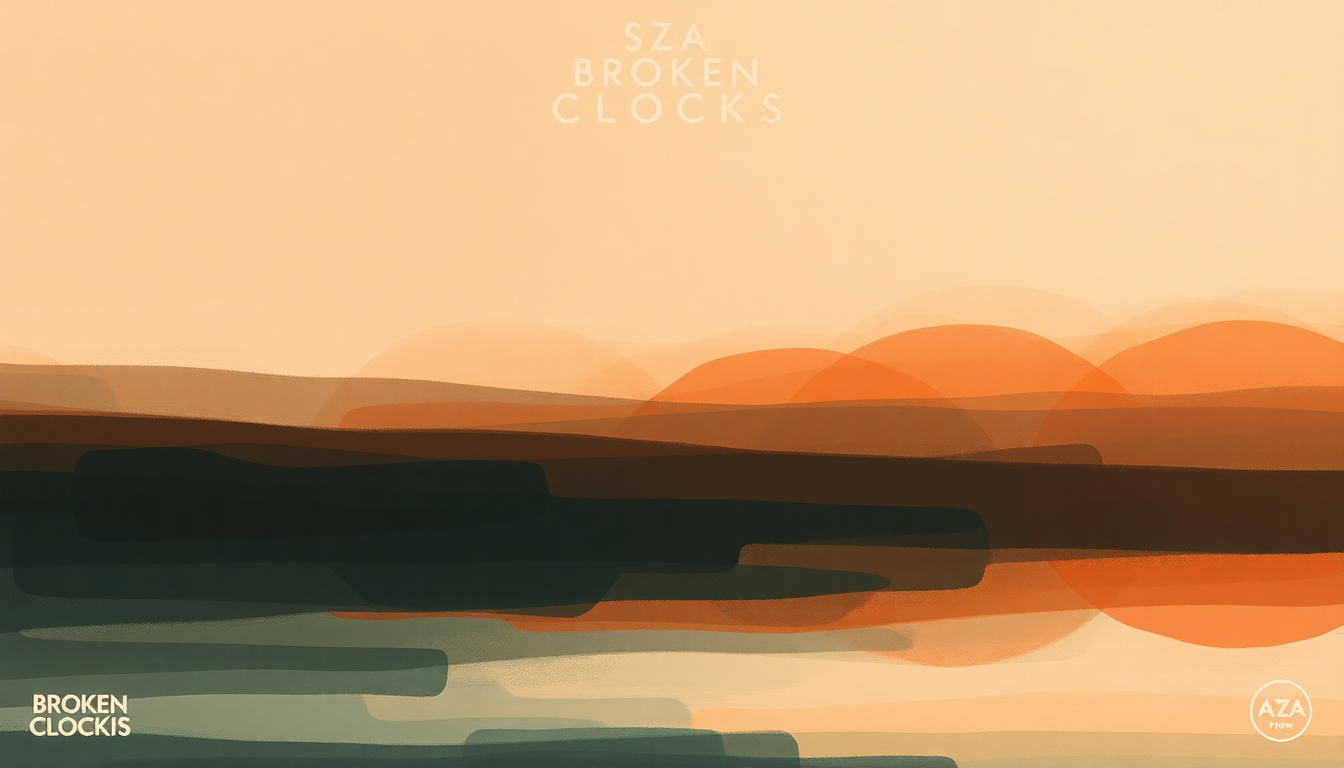 Fan-driven abstract illustration evoking the emotional arc of Broken Clocks by SZA