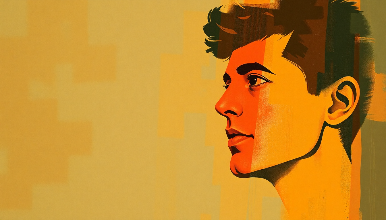 Fan-driven abstract illustration evoking the emotional arc of Brown Eyed Handsome Man by Chuck Berry