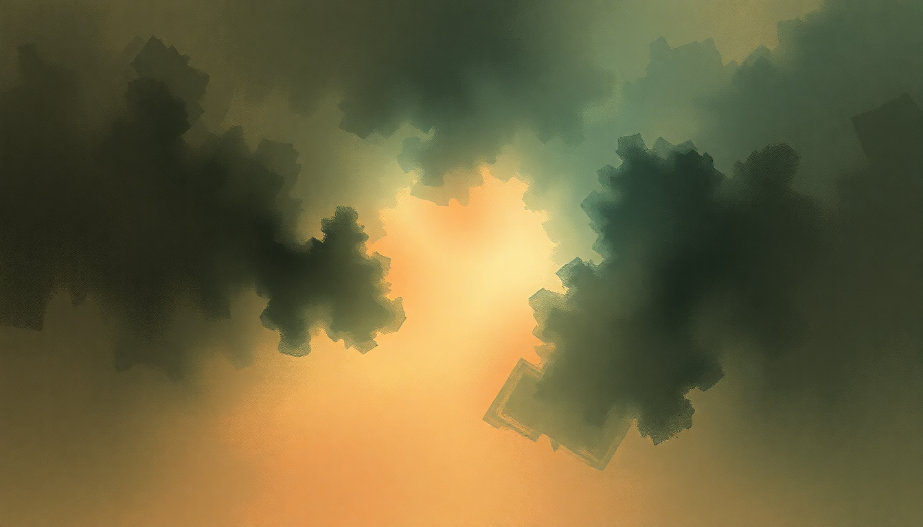 Fan-driven abstract illustration evoking the emotional arc of Bucephalus Bouncing Ball by Aphex Twin