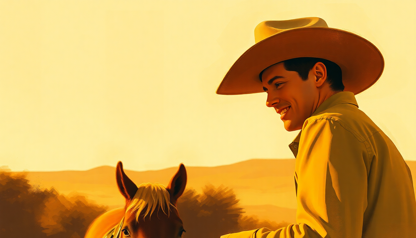 Fan-driven abstract illustration evoking the emotional arc of Buckaroo by Buck Owens