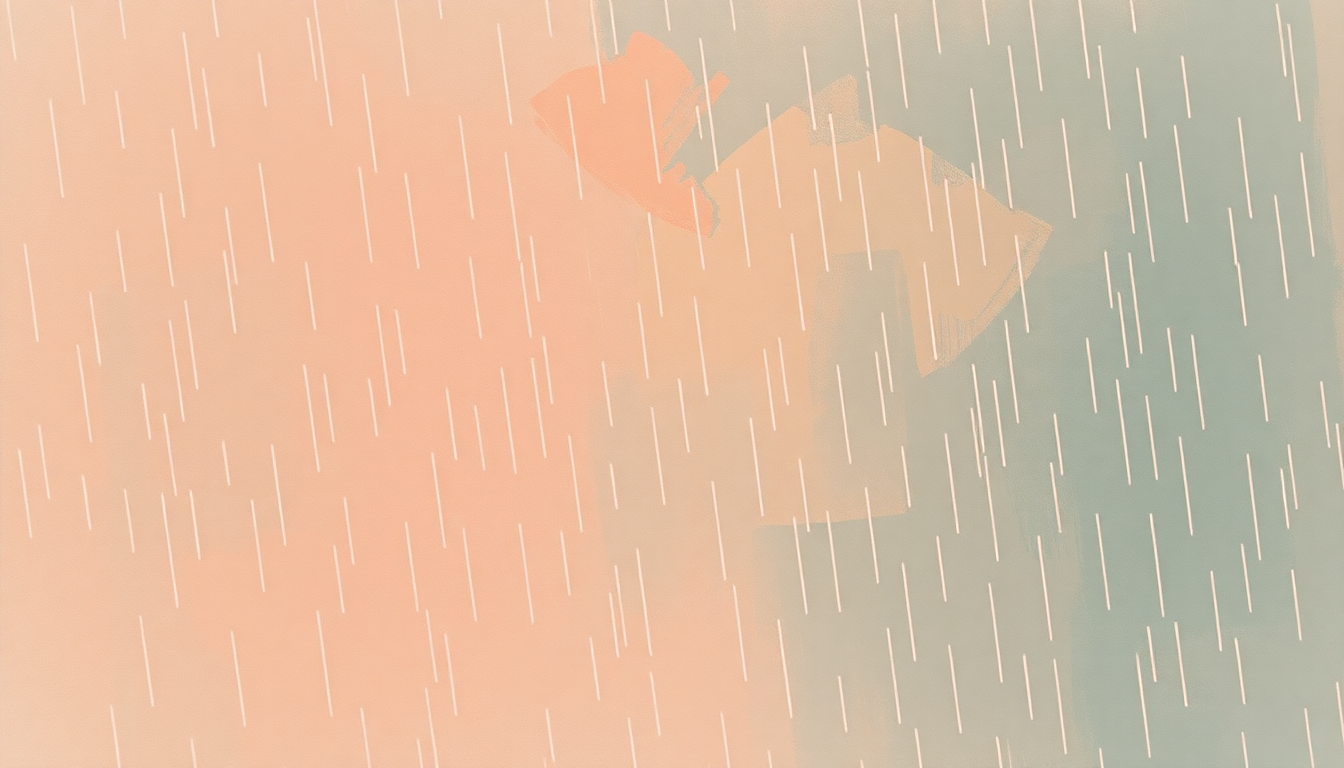 Fan-driven abstract illustration evoking the emotional arc of Buckets of Rain by Bob Dylan