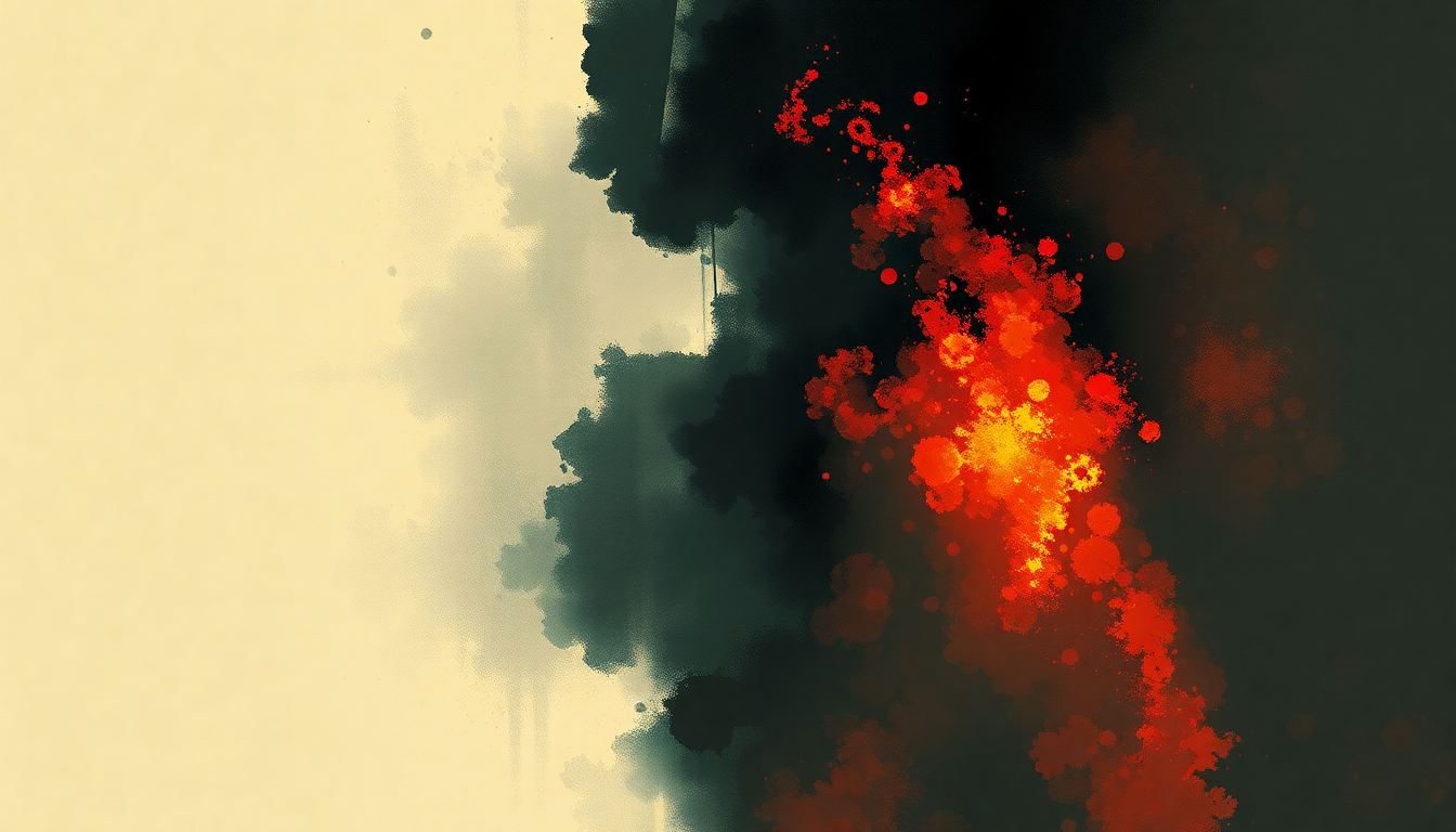 Fan-driven abstract illustration evoking the emotional arc of Burnin' Alive by AC/DC