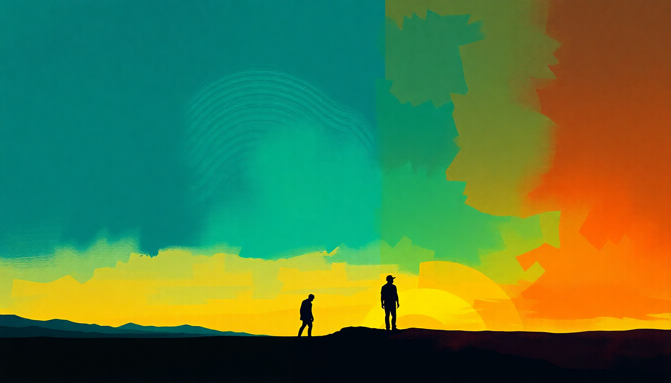 Fan-driven abstract illustration evoking the emotional arc of Burning Man by Third Eye Blind