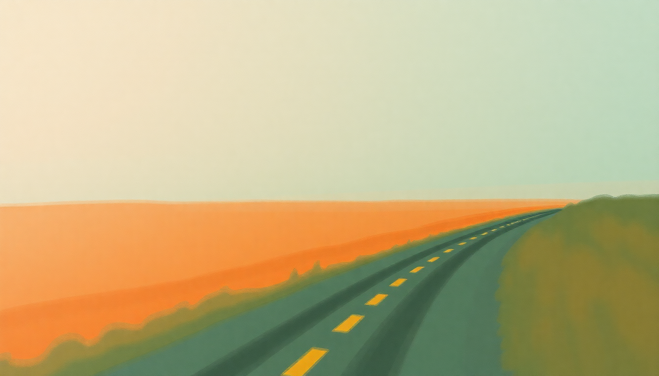 Fan-driven abstract illustration evoking the emotional arc of Car Wheels on a Gravel Road by Lucinda Williams