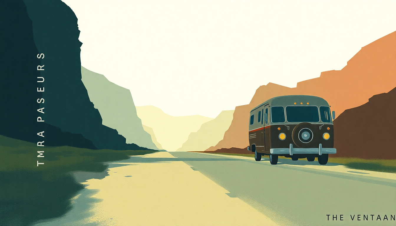 Fan-driven abstract illustration evoking the emotional arc of Caravan by The Ventures