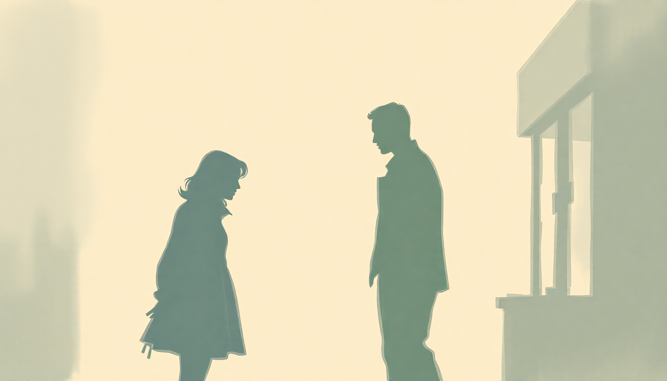 Fan-driven abstract illustration evoking the emotional arc of Carin at the Liquor Store by The National
