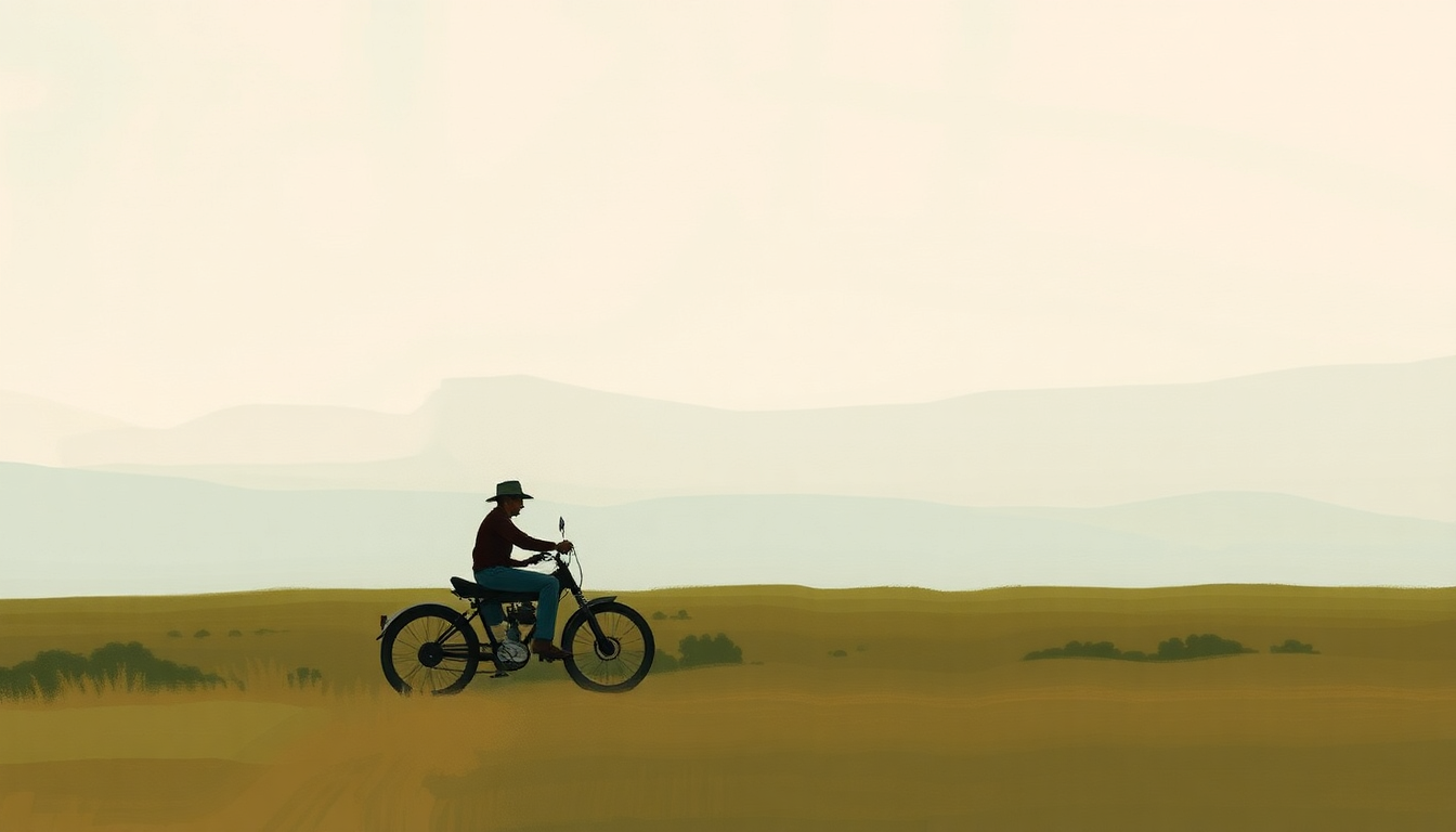 Fan-driven abstract illustration evoking the emotional arc of Casey's Last Ride by Kris Kristofferson