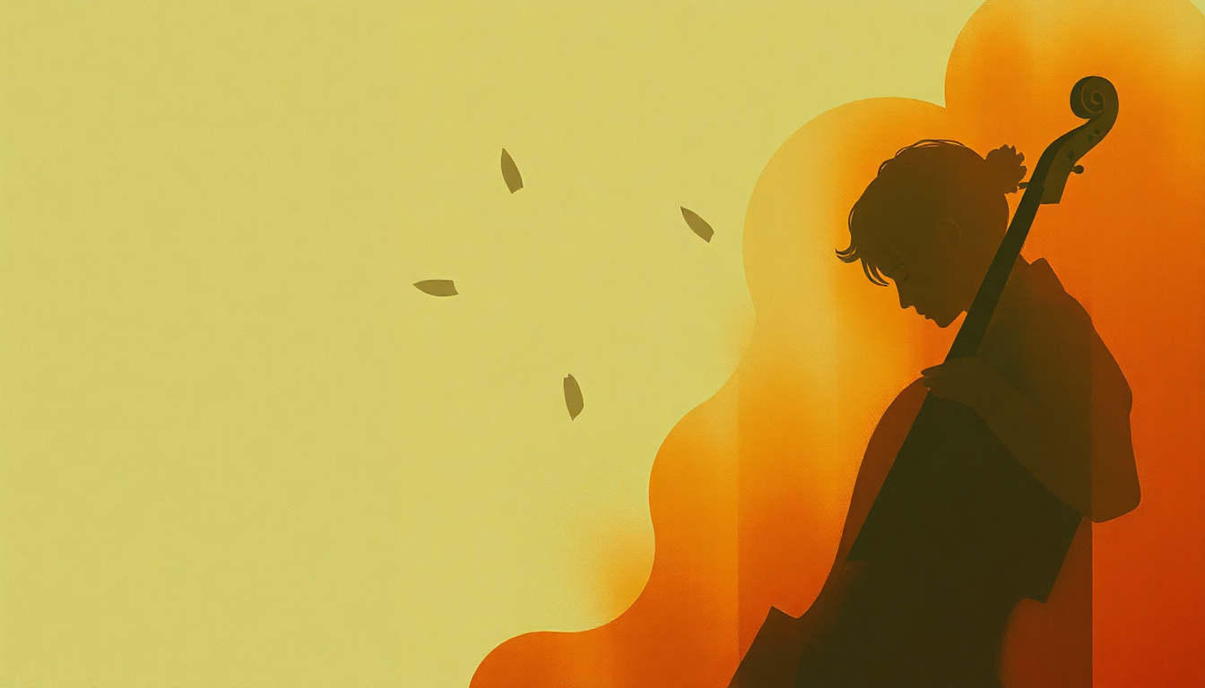 Fan-driven abstract illustration evoking the emotional arc of Cello Song by Nick Drake