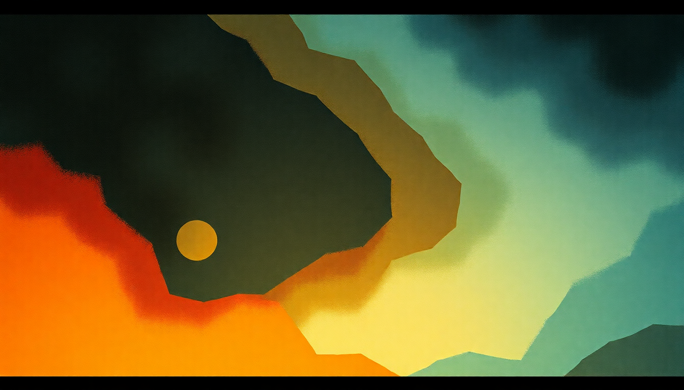 Fan-driven abstract illustration evoking the emotional arc of Center of the Universe by Built to Spill