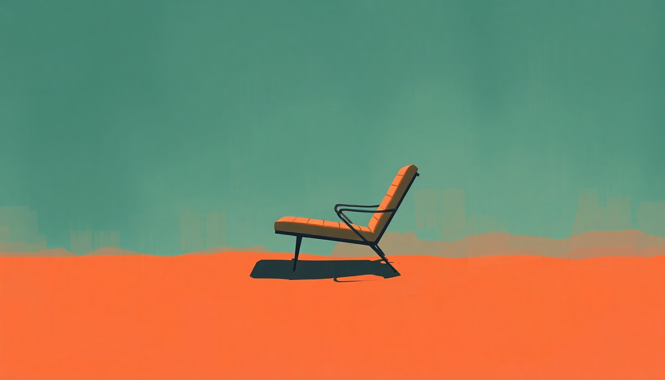Fan-driven abstract illustration evoking the emotional arc of Chaise Longue by Wet Leg