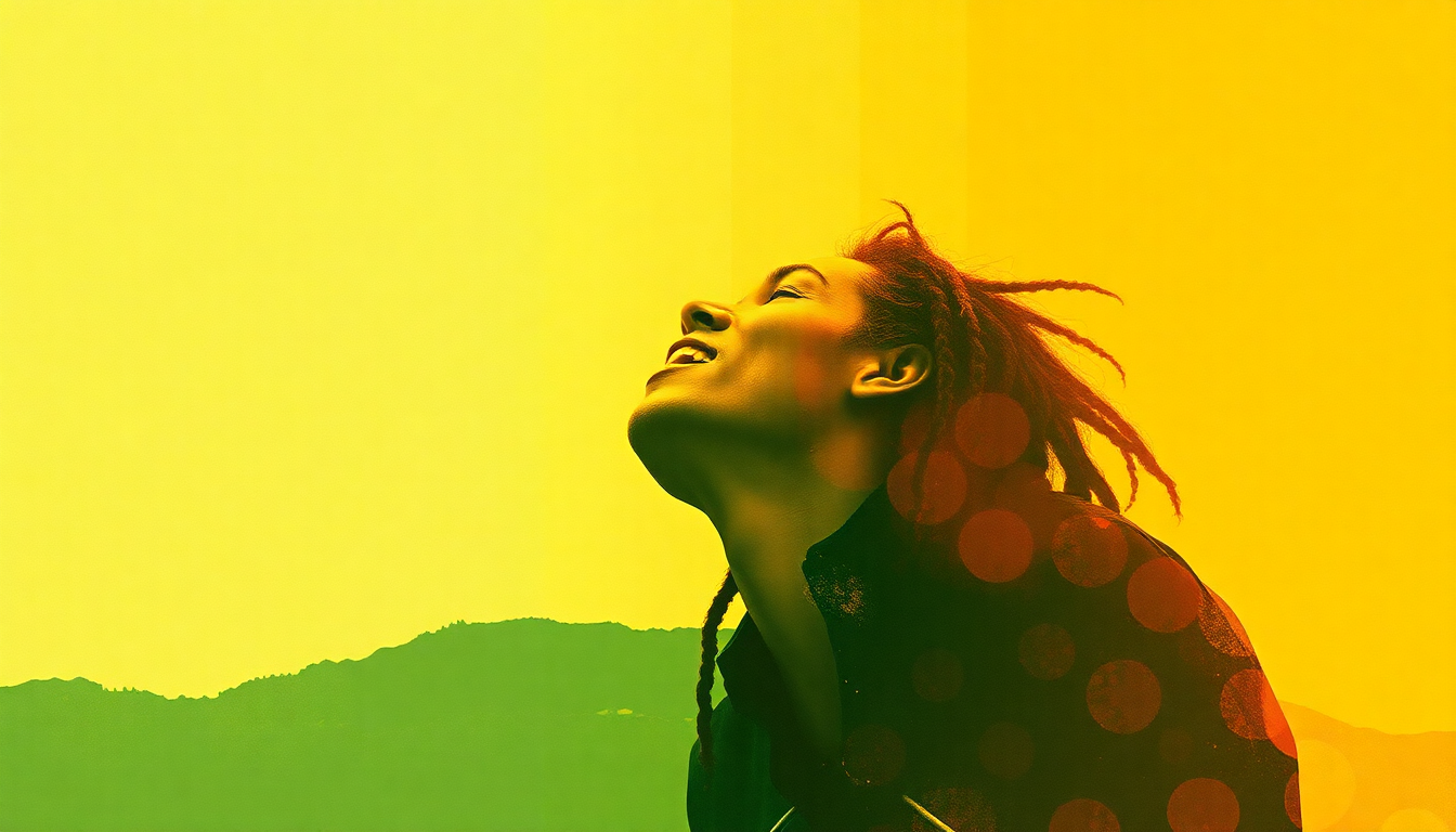 Fan-driven abstract illustration evoking the emotional arc of Chant Down Babylon by Bob Marley & The Wailers