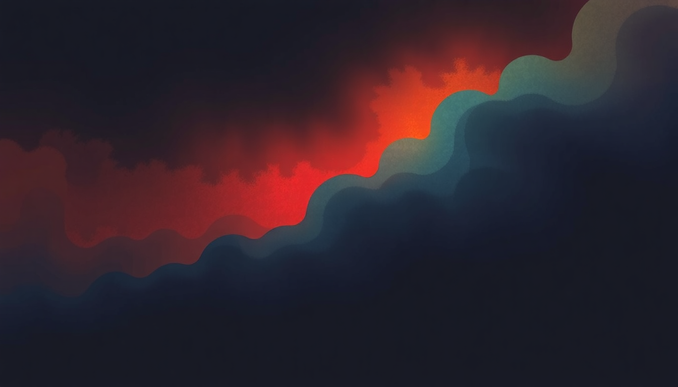 Fan-driven abstract illustration evoking the emotional arc of Chasing the Lovebirds by Howard Jones