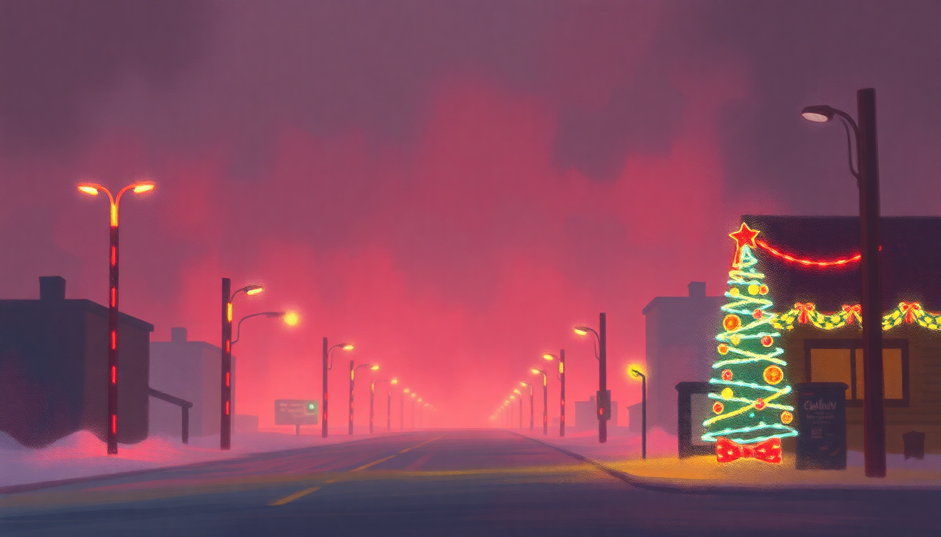 Fan-driven abstract illustration evoking the emotional arc of Christmas in Hollis by Run DMC