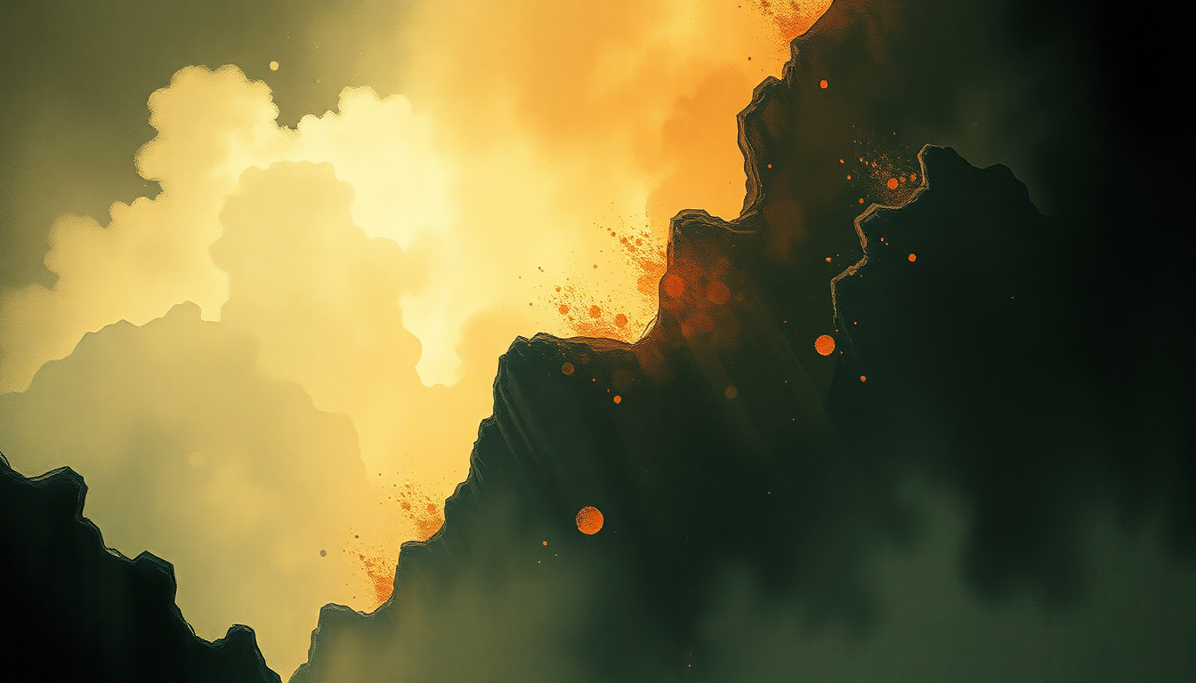Fan-driven abstract illustration evoking the emotional arc of Circle of Cysquatch by Mastodon