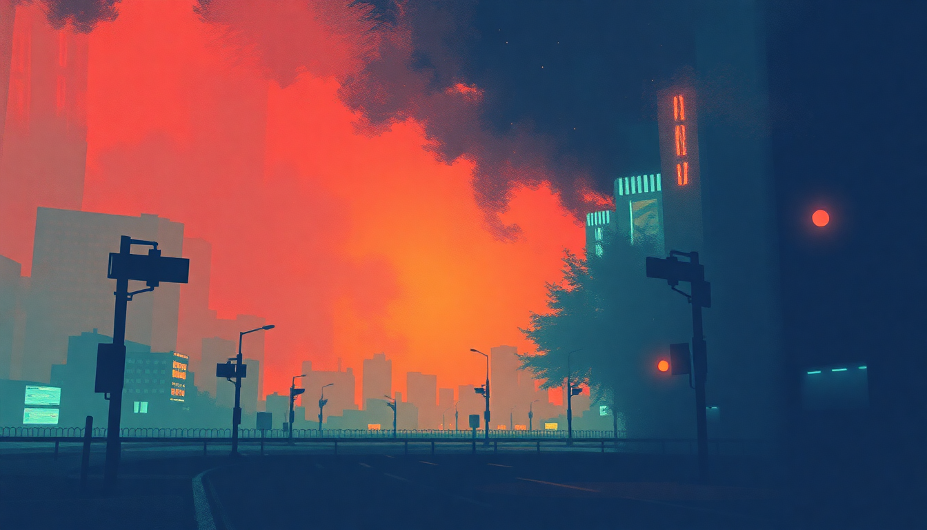 Fan-driven abstract illustration evoking the emotional arc of City Song by Howard Jones