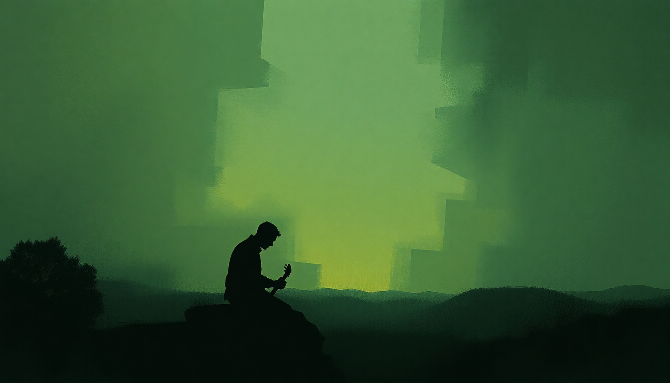 Fan-driven abstract illustration evoking the emotional arc of Clarksdale Moan by Son House