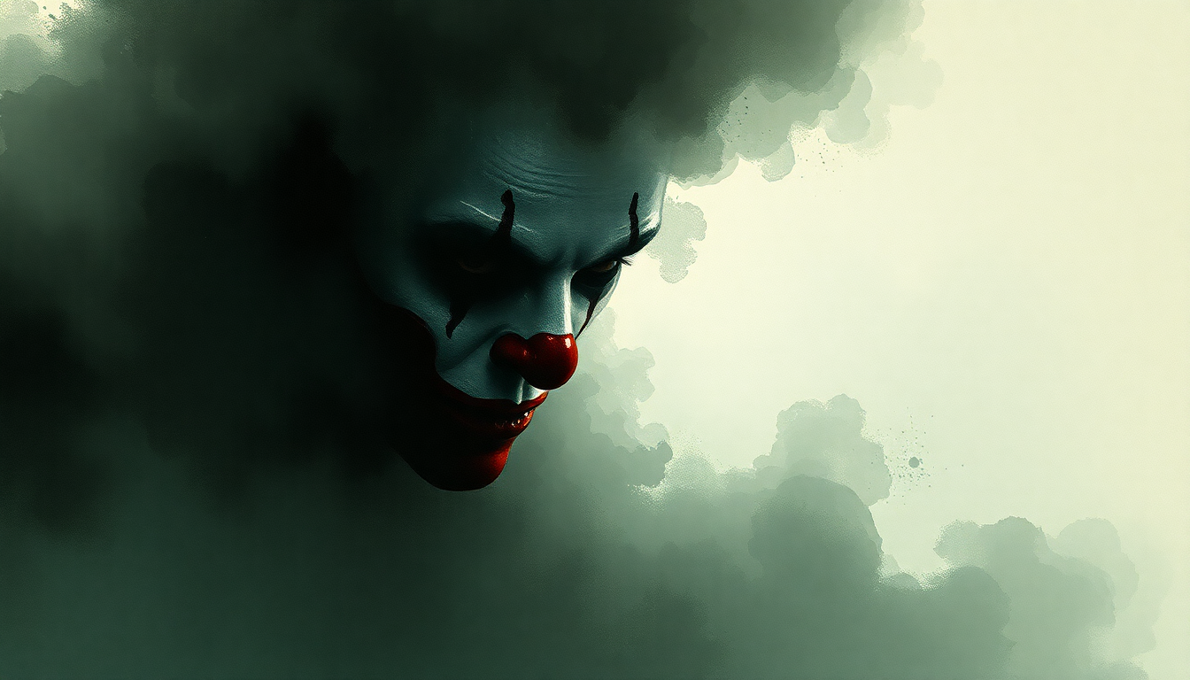 Fan-driven abstract illustration evoking the emotional arc of Clown by Korn