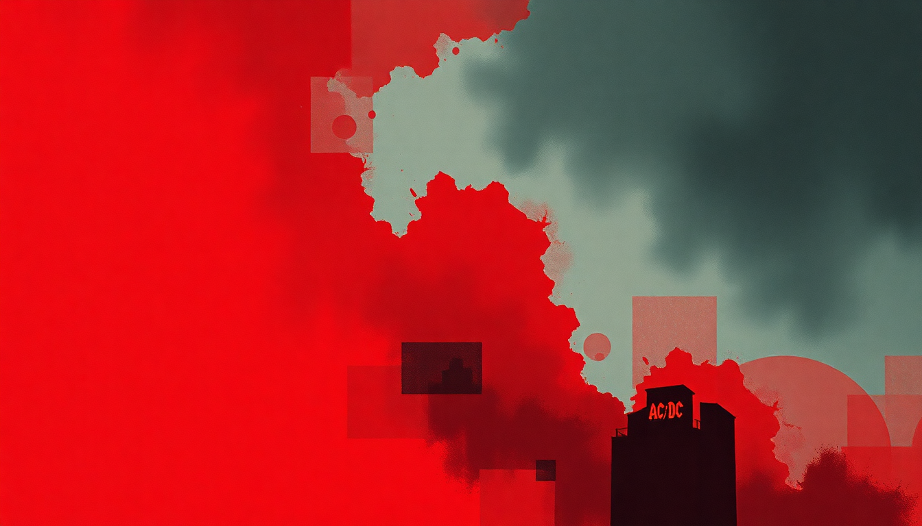 Fan-driven abstract illustration evoking the emotional arc of Code Red by AC/DC